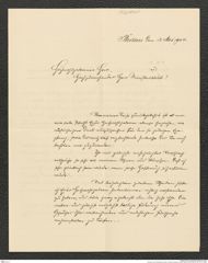 Nachlass Franz Steindachner, Brief von Albert Grubauer an Herrn Plason (12.05.1904), Inv.Nr. 181.01, Seite 1